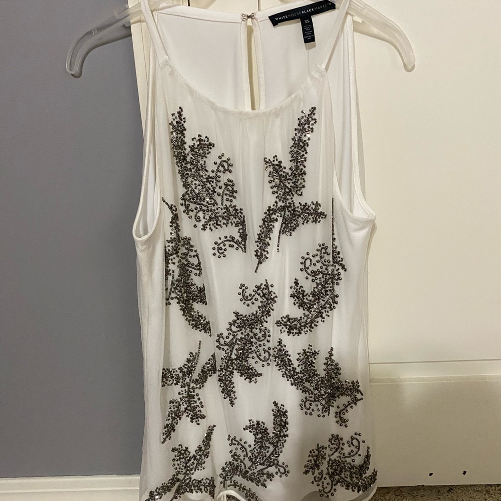 Whbm white beaded tank